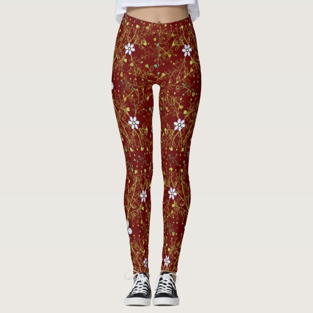 Växter mönster.10b DRed BG Leggings (Framsida)
