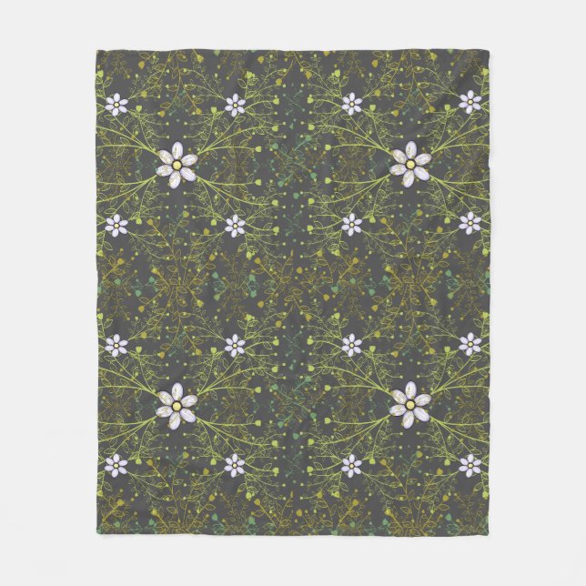 Växter mönster.10b GDrey BG Fleecefilt (Framsidan)