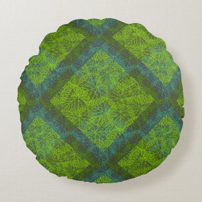 Växter mönster.12c GDrey BG Rund Kudde (Framsidan)