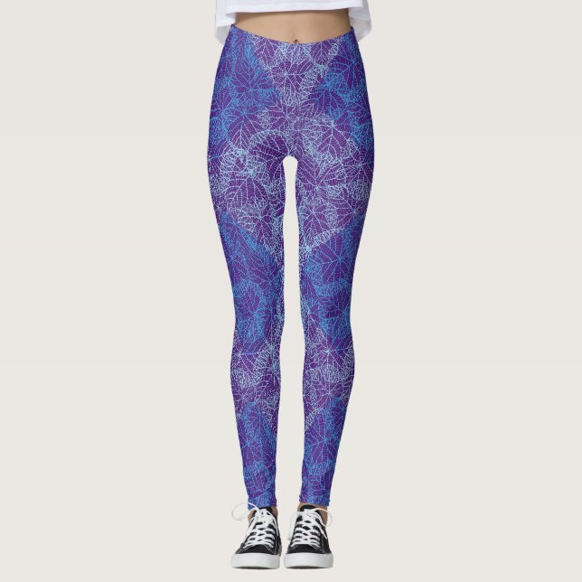 Växter Mönster 13b Lila BG Leggings (Framsida)