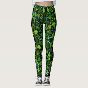 Växter mönster.14b Black BG Leggings