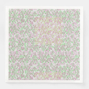Växter mönster.14C Rosa Blommigt Offwhite BG Pappersservett