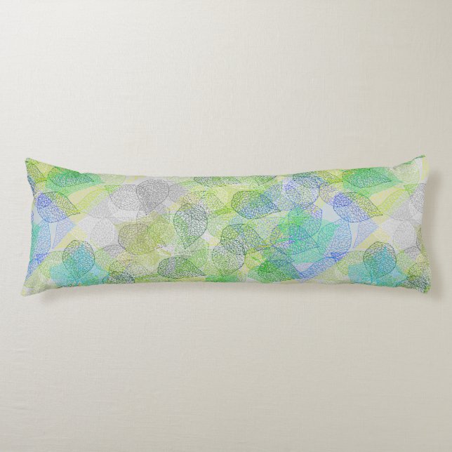 Växter mönster A02.b Lövs LGrey BG Kroppskudde (Framsidan)