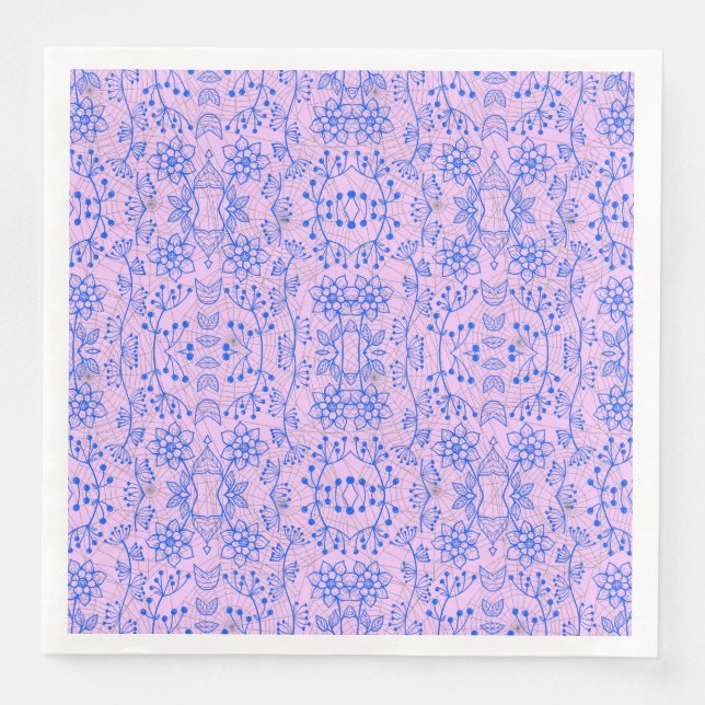 Växter mönster A08.b boho Lpurple BG Pappersservett (Framsida)