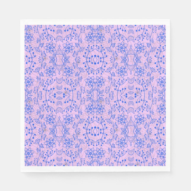 Växter mönster A08.b boho Lpurple BG Pappersservett (Framsidan)