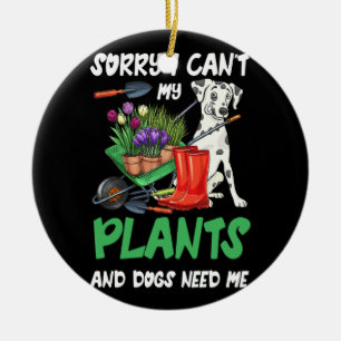 Växter och Hund älskare Gardener Funny och Julgransprydnad Keramik