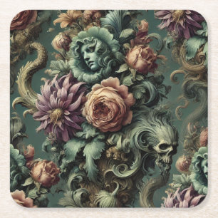 Växter och pandemonium - gotiic Baroque Underlägg Papper Kvadrat