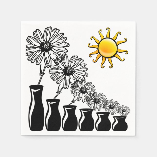 Växter och Sol Party Napkins Pappersservett (Framsidan)