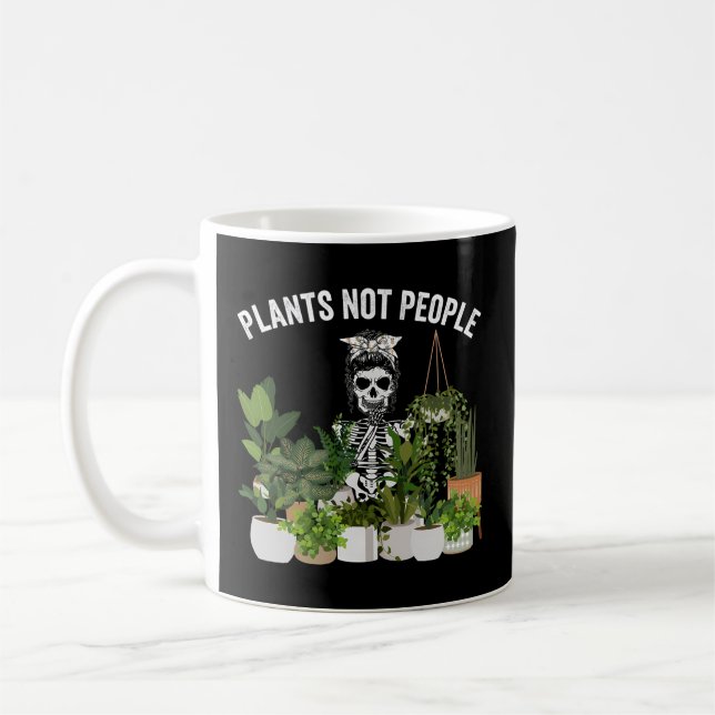 Växter som inte tillhör Messy Bun Skull  Plant Kaffemugg (Vänster)
