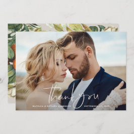 Växtextremt tack för bröllopsfoto med citrusmotiv