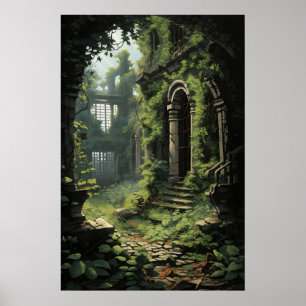 Växthus Murgröna Ormbunke Print, Mörk Botanisk Aka Poster