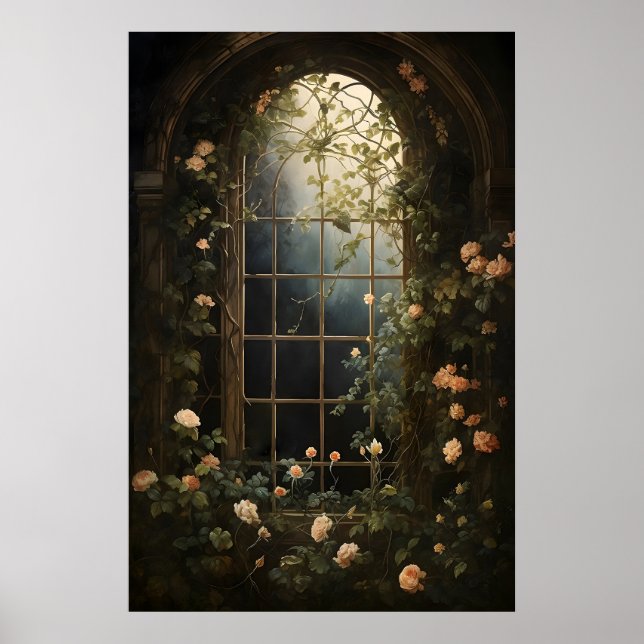 Växthusfönster Fern Konsttryck, Cottagecore Poster (Framsidan)