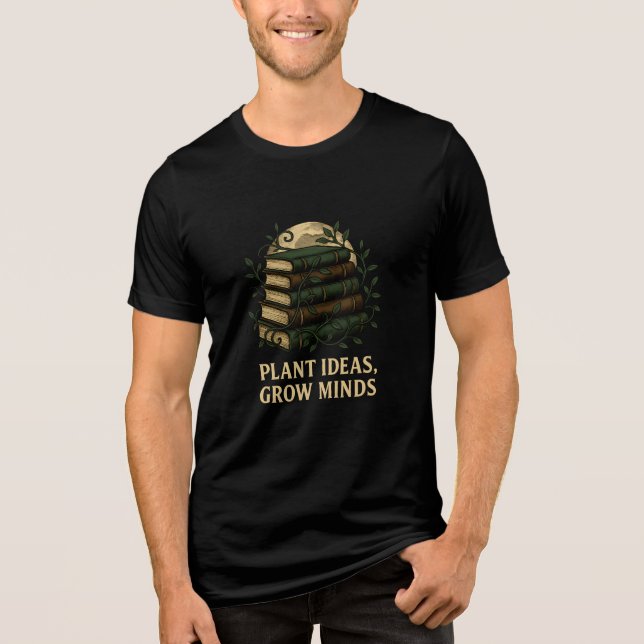 Växtidéer Grow Minds Bok Art T Shirt (Framsida)