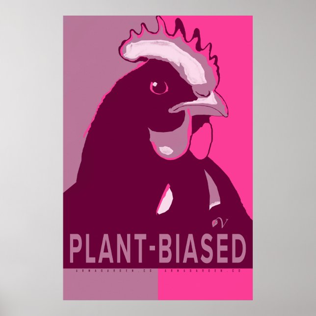Växtinriktad Rosa Camo Pop Art Chicken Poster (Framsidan)