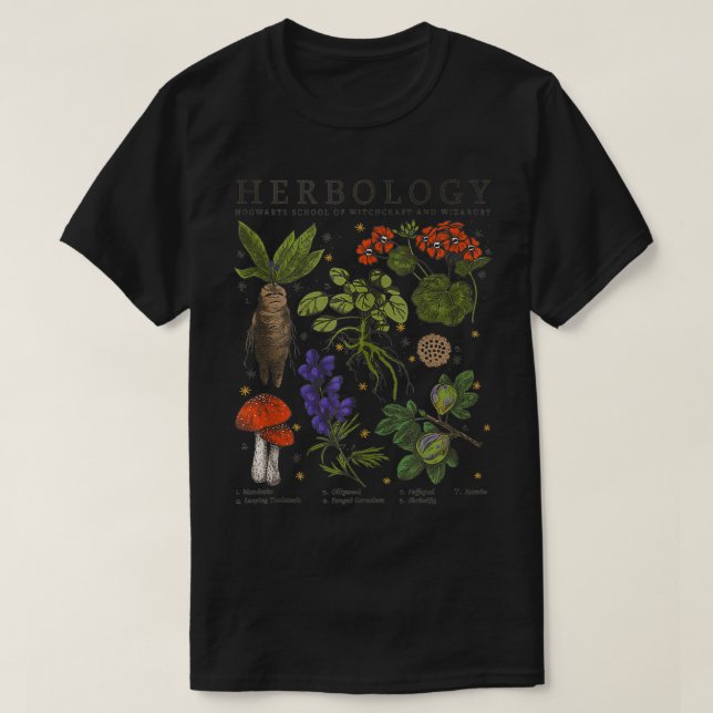 Växtlära Växter Vintage Lärobok  T Shirt (Design framsida)