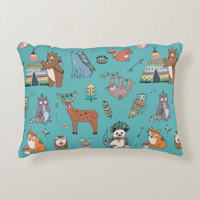 Växtlevande djur: skogarna mönster. prydnadskudde (Framsidan)