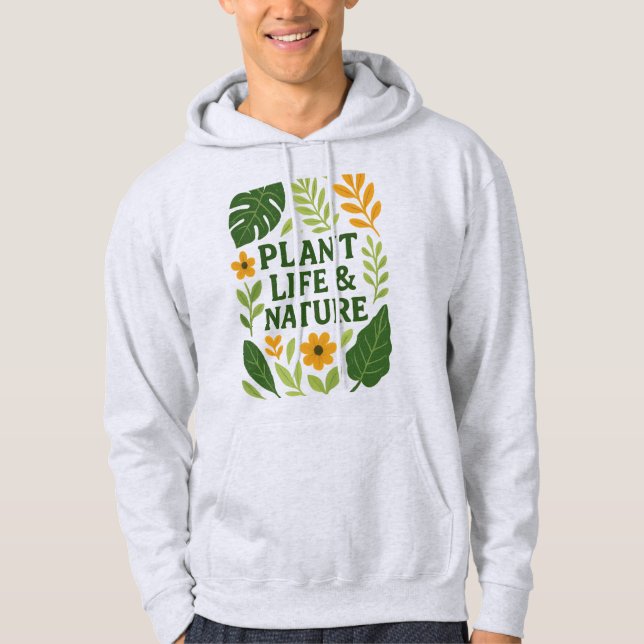 Växtliv och växtlighet - botaniskt mönster hoodie (Framsida)