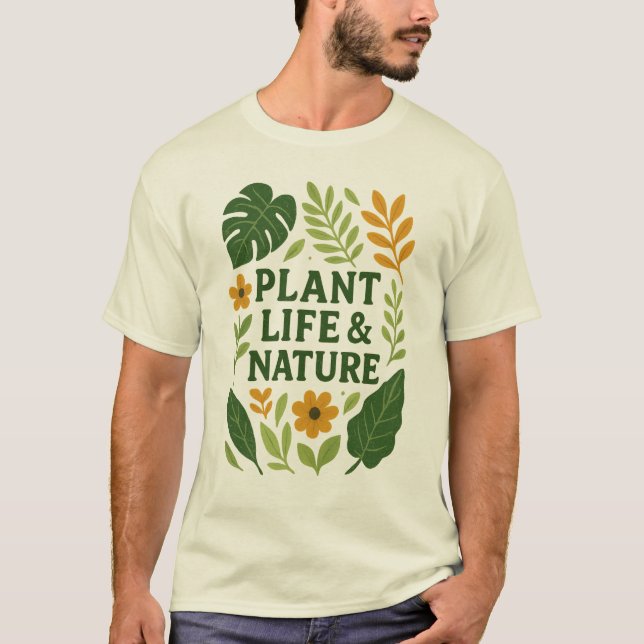 Växtliv och växtlighet - botaniskt mönster t shirt (Framsida)