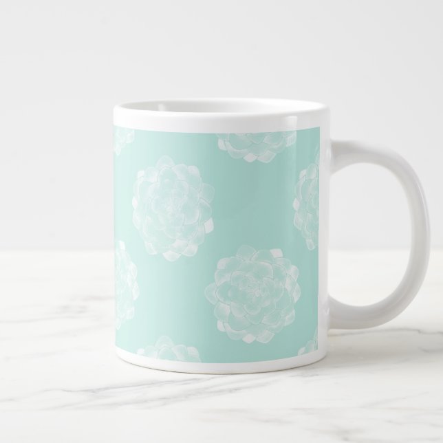 Växtlycka | Pastel Succulent Mönster Jumbo Mugg (Höger)