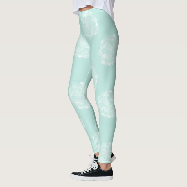 Växtlycka | Pastel Succulent Mönster Leggings (Vänster)