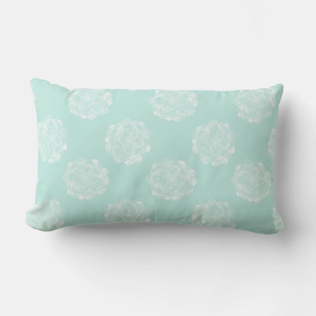 Växtlycka | Pastel Succulent Mönster Lumbarkudde (Framsida)