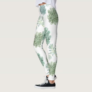 Växtlycka Succult Mönster Leggings