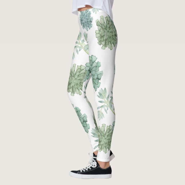 Växtlycka | Succult Mönster Leggings (Vänster)
