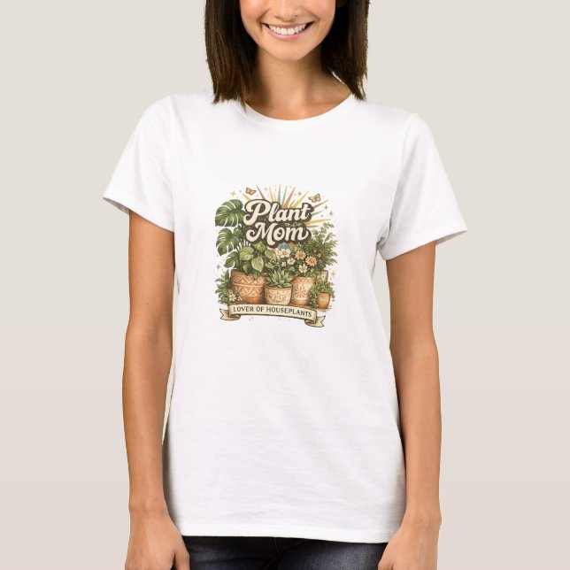 Växtmamma Blommig Botanikälskare Vintage T-Shirt  (Framsida)