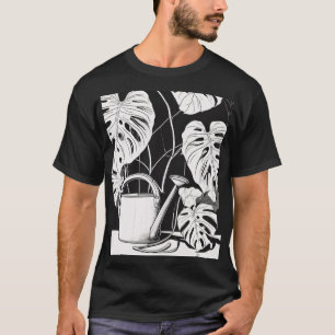 Växtmamma minimalistisk linjärt konst Monstera bla T Shirt