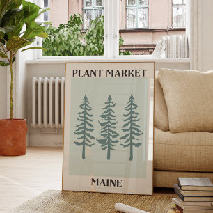 Växtmarknad Maine Grön Tall Skog Poster