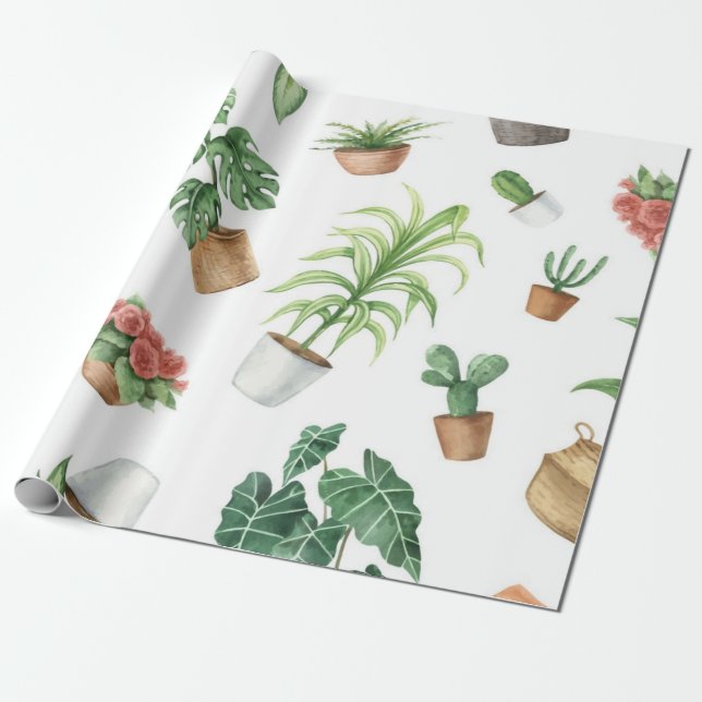 Växtmönster Presentpapper (Utrullad)