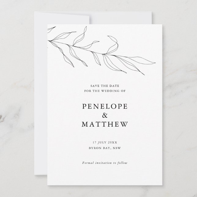 Växtmotiv Bröllopsinbjudan med Linjedekor Inbjudningar (Framsida)