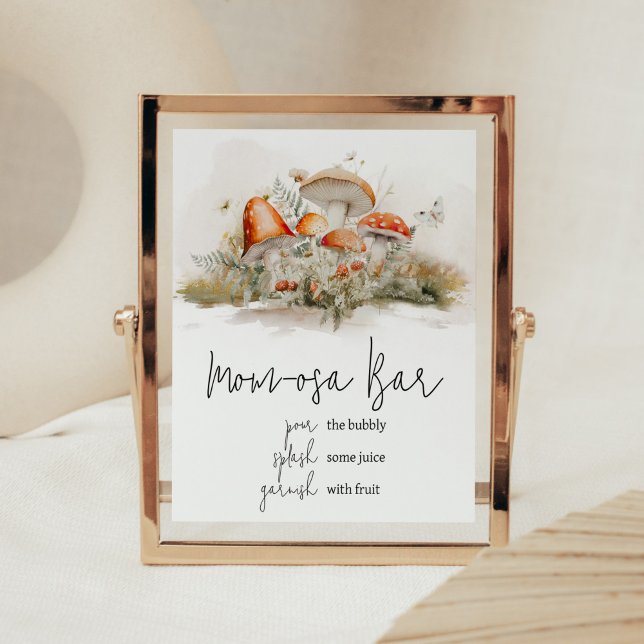 Växtmushroom Forest Mamma Osa Pub Poster (Enchanted Mushroom Baby Shower Mom Osa Bar Sign)