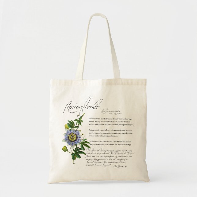 Växtskydd: Passionblomma | Flower Tote Bag Tygkasse (Framsidan)