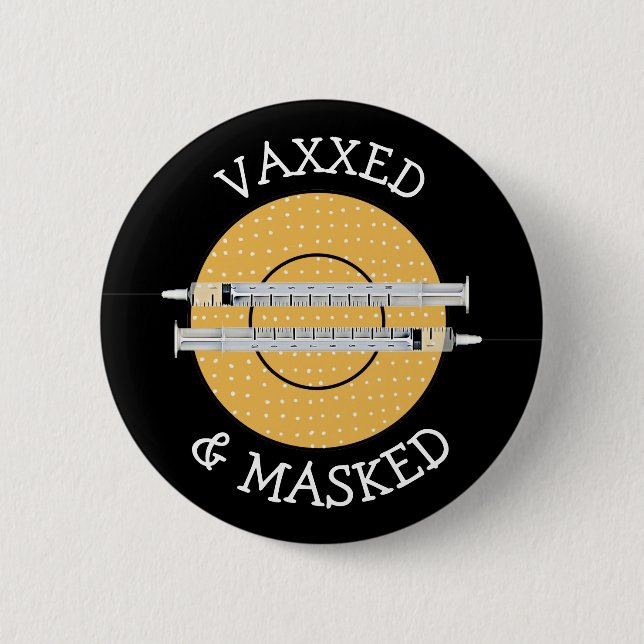 Vaxxed och Mask mot Covid-19 Knapp (Framsida)