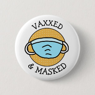 Vaxxed och Mfrågade mot Covid-19 Button Knapp