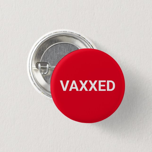Vaxxed Red white Vaccinerad pin-knapp Knapp (Framsida & baksida)