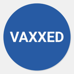 Vaxxed Vaccinerat Covid blue och white Runt Klistermärke