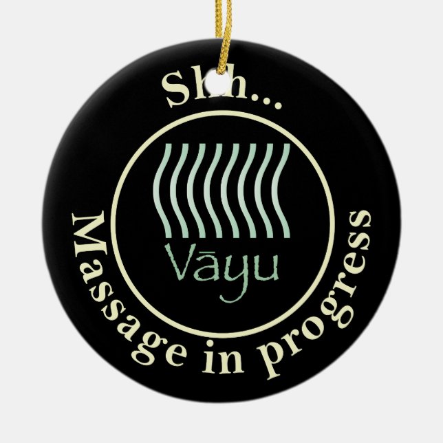 Vayu (rymd) Massage pågår Dör skylt Julgransprydnad Keramik (Framsidan)