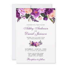 VBP-inbjudan till Ultra Violet Lila Blommigt-bröll