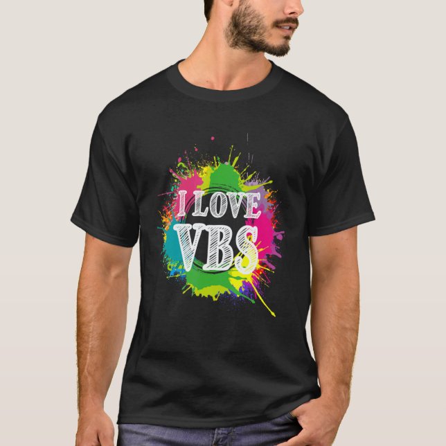Vbs Crew Vacation Bible School Paint Splatter T Shirt (Framsida)