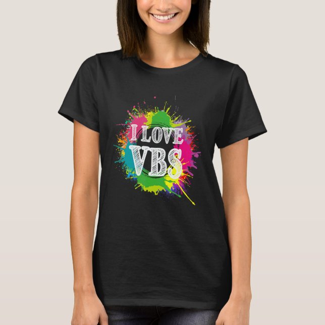 Vbs Crew Vacation Bible School Paint Splatter T Shirt (Framsida)
