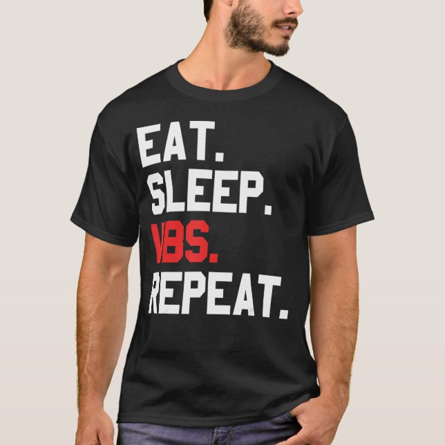 Vbs Eat Ssov Vbs Upprepa vaccination BibelskolMat T Shirt (Framsida)