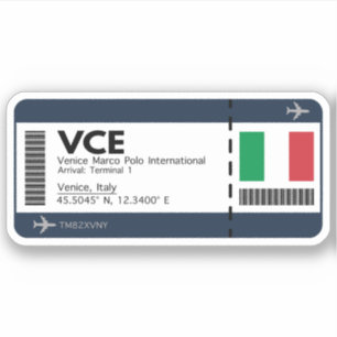VCE Venedig Boarding Pass - Italien Biljett Klistermärken