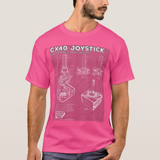 VCS Blueprint CX40 80s Joystick 8Bit Retrospel  T Shirt (Framsida)
