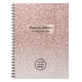 VD Logotyp Trendig Rose Guld Glitter Ombre Anteckningsbok