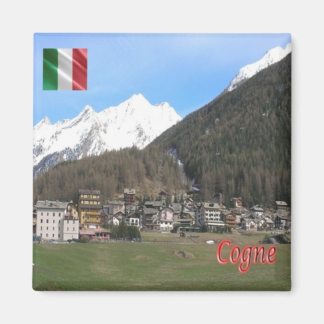VDA031 COGNE, Aosta Valley, Italien, Fridge Magnet (Framsidan)