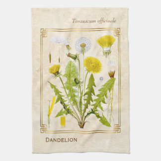 Vdjuphavsbaserad Gult Dandelion Flower Botaniskt Kökshandduk