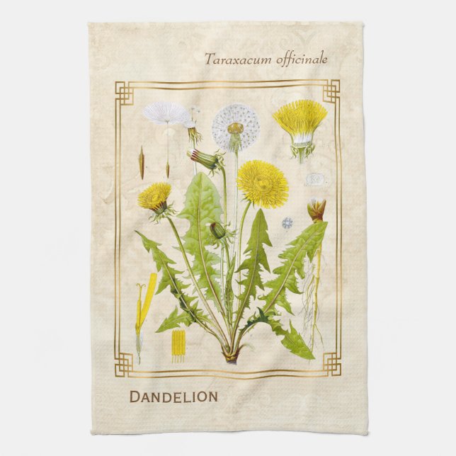 Vdjuphavsbaserad Gult Dandelion Flower Botaniskt Kökshandduk (Vertikal)