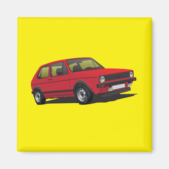 VDUB Golf GTI MK1 röd magnet (Framsidan)